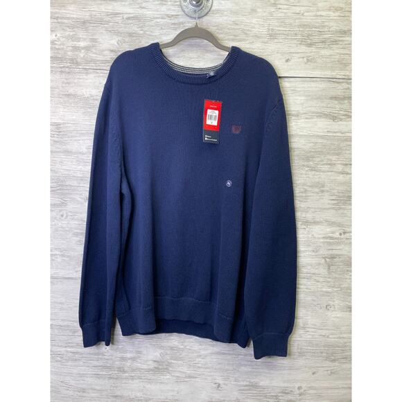 Chaps Sweater Mens XL Navy Blue Knit Crew Neck Pullover Golf - Picture 1 of 9